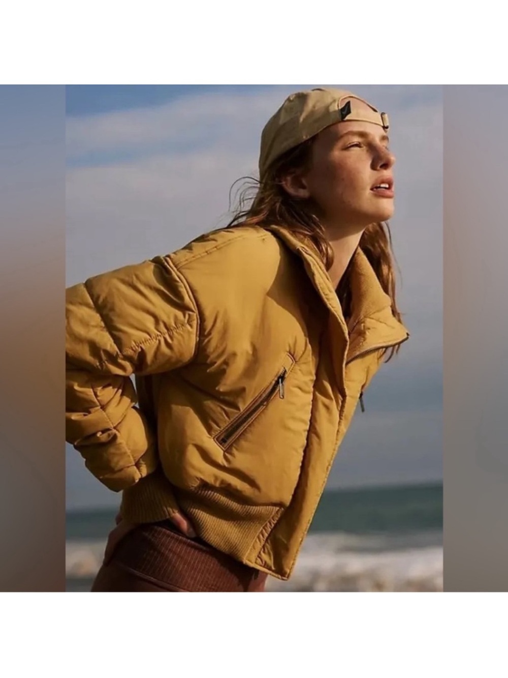 FP Movement by Free People Cropped Mustard Puffer Jacket - Picture 3 of 9
